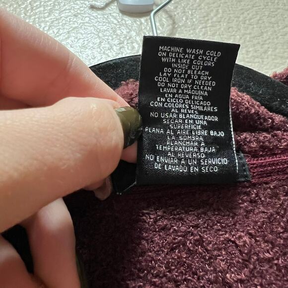 Max & Mia Maroon Red Fleece Cozy Knit Long Open Front Cardigan Swater Size Large - Picture 5 of 6